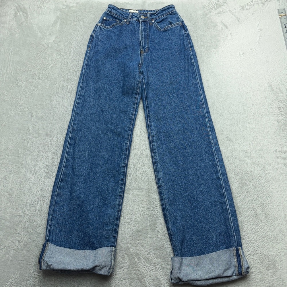 Pilcro Straight Leg Jeans Womens 25 High Rise Medium Wash Blue Denim